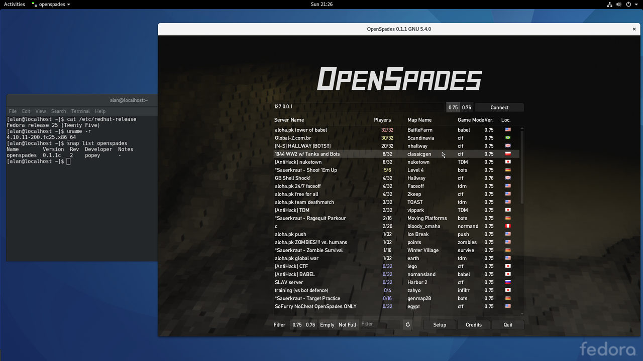 OpenSpades on Fedora 25