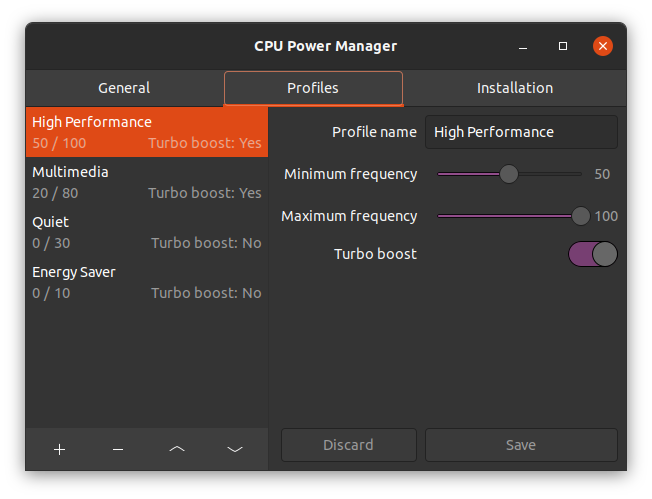 CPU Power Manager Settings