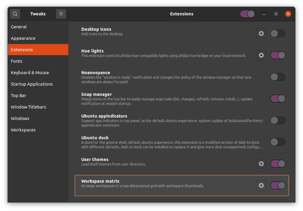 Workspace Matrix