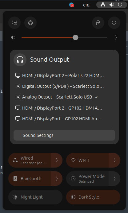 Sound menu