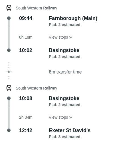 Farnborough to Exeter