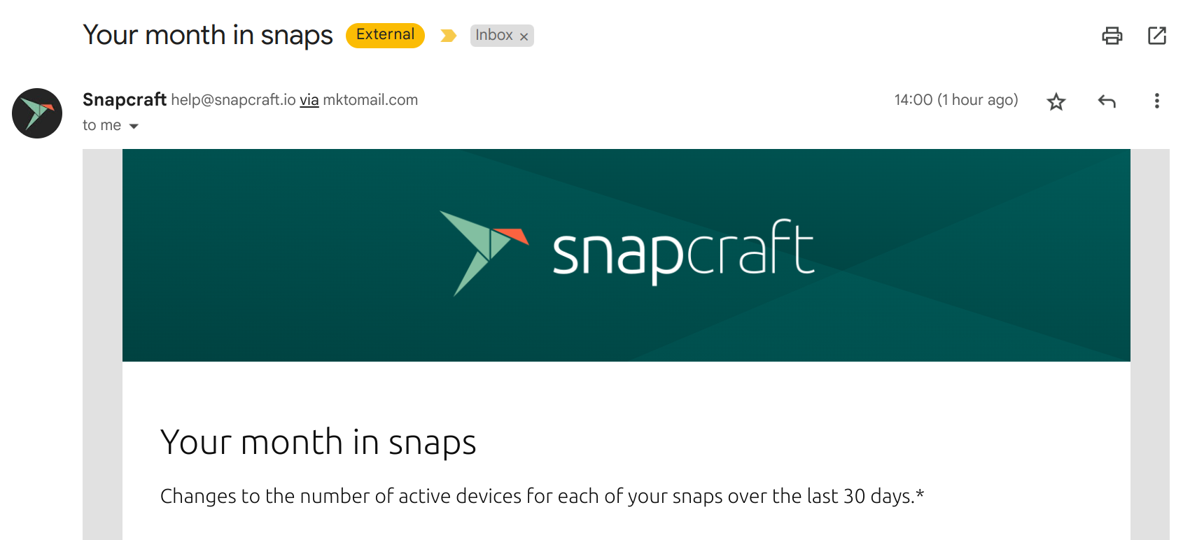 “Your month in snaps” email